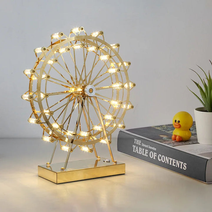 LED Ferris Wheel Skrivebord Lampe, Dekorativ Belysning med Musikkfunksjon, Retro Skrivebord Lys for Hjem | Luvikno
