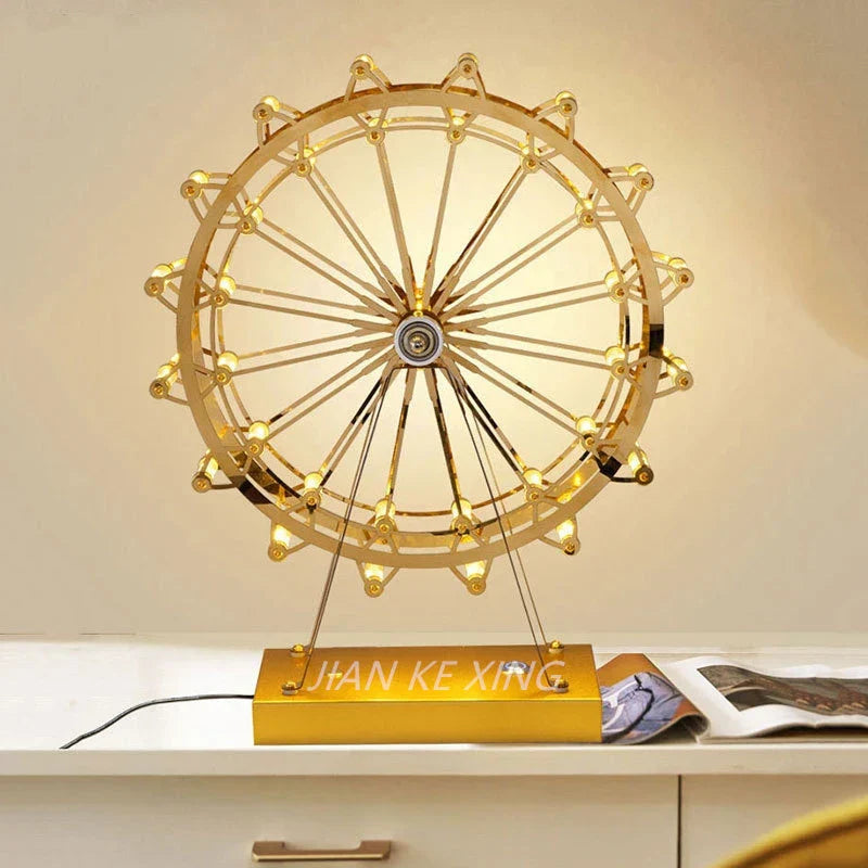 LED Ferris Wheel Skrivebord Lampe, Dekorativ Belysning med Musikkfunksjon, Retro Skrivebord Lys for Hjem | Luvikno
