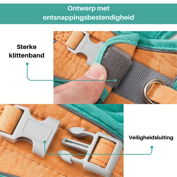 Luvikno | Escape-Safe Kattesele og Båndsett – Justerbar, Komfortabel, Pustende Stoff for Sikre Uteeventyr