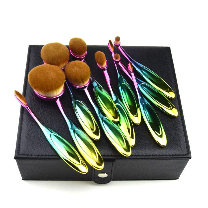 Rainbow Makeup Brushes - 10 Dels Sett | Luvikno