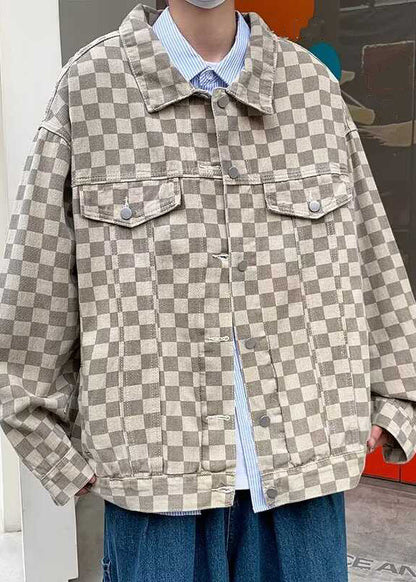 Luvik | Miesten siniruutuiset farkkutakit, joissa on napit ja taskut