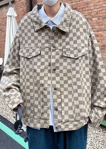 Luvik | Miesten siniruutuiset farkkutakit, joissa on napit ja taskut