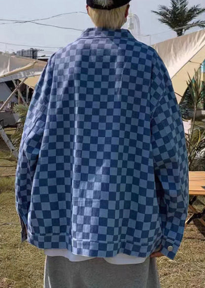 Luvik | Miesten siniruutuiset farkkutakit, joissa on napit ja taskut