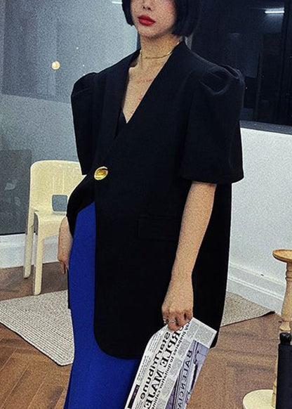 Luvik | Yhdistehanskat napilla ja sinisestä V-pääntiestä puffihihalla