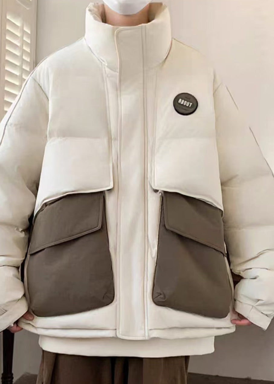 Luvik | Kahvipocketit Suuri Koko Patches Ankanhöyhenet Dynekat Miehille Talvi