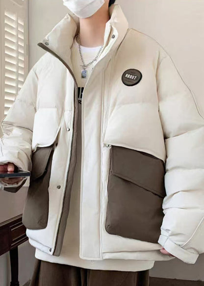 Luvik | Kahvipocketit Suuri Koko Patches Ankanhöyhenet Dynekat Miehille Talvi