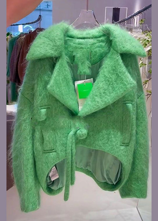 Luvik | Vihreä Nappimuotoilu Alhaiset Korkeat Villakatteet Pitkät Hihat