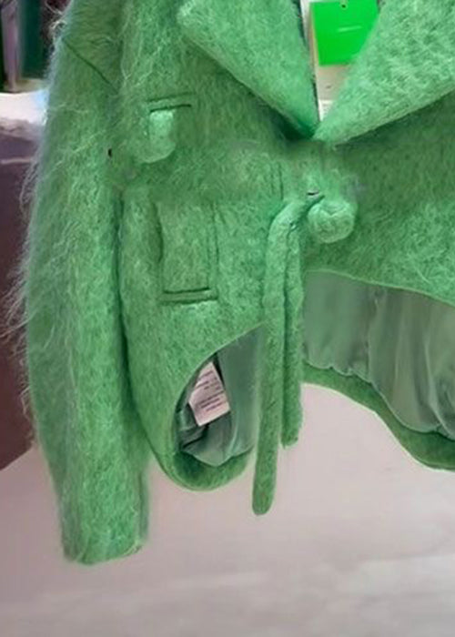 Luvik | Vihreä Nappimuotoilu Alhaiset Korkeat Villakatteet Pitkät Hihat