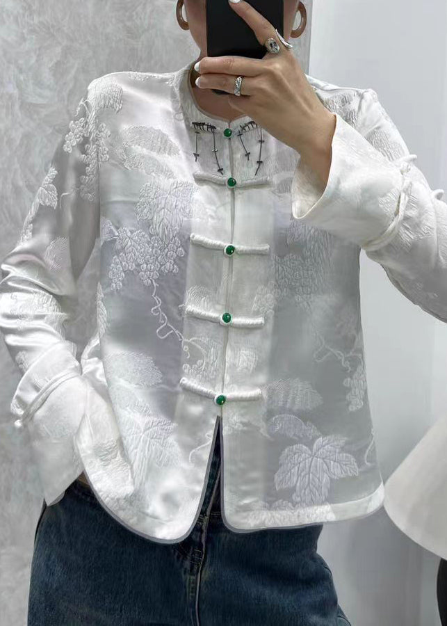 Luvik | Vihreä painettu silkkipaita nappihihat