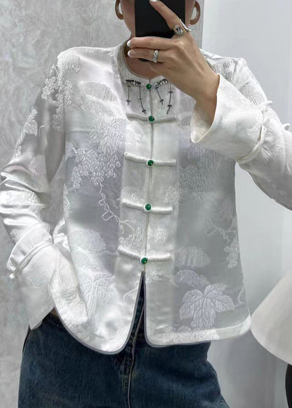 Luvik | Vihreä painettu silkkipaita nappihihat