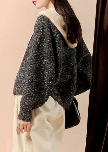 Luvik | Villatakki harmaalla huppulla, patchwork, feikkikaksiosainen, talvi