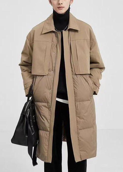 Luvik | Khaki Peter-Pan-Rusetti Napillinen Tasku Ankkaduvetti Miesten Talvitakit