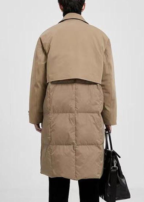 Luvik | Khaki Peter-Pan-Rusetti Napillinen Tasku Ankkaduvetti Miesten Talvitakit