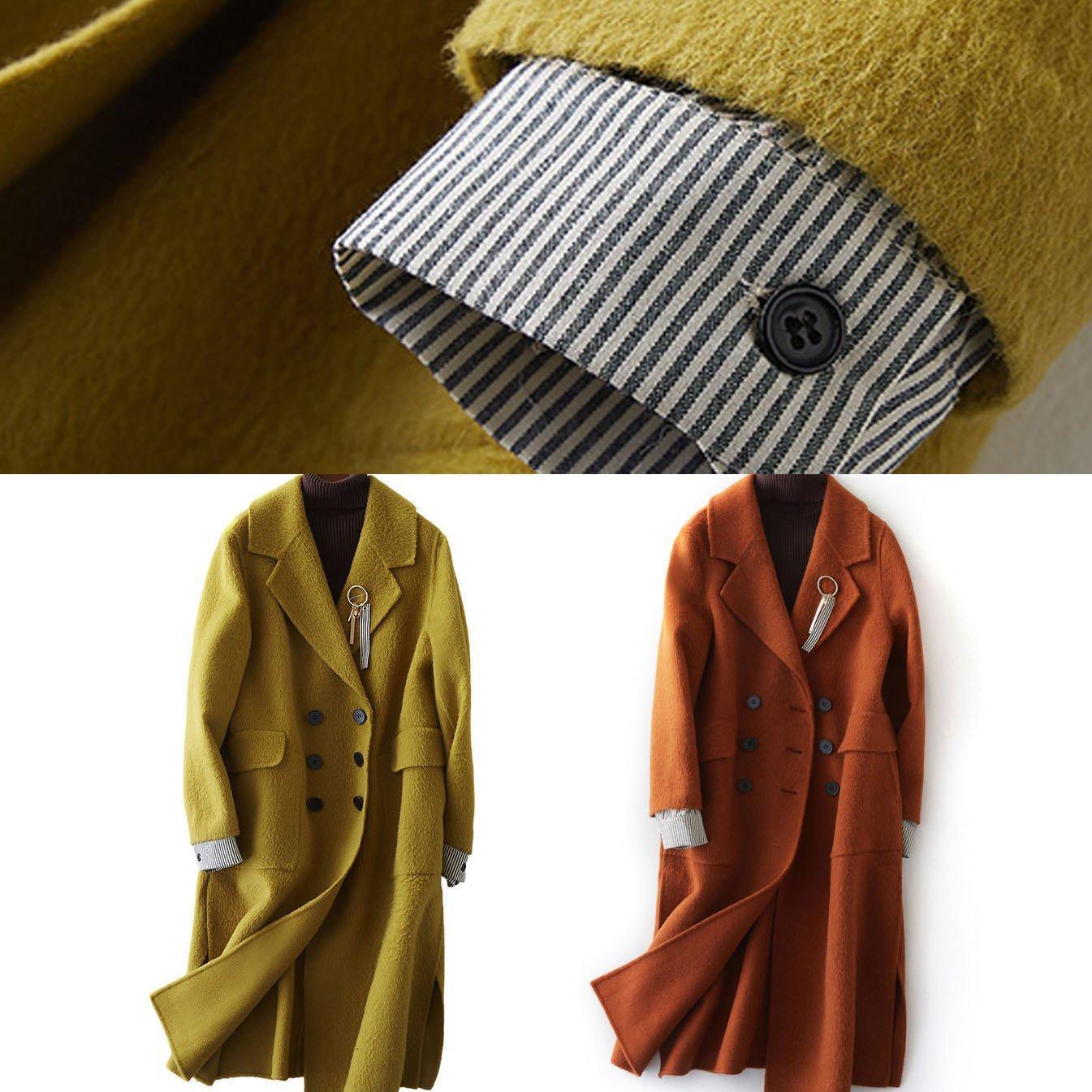 Luvik | Pitkä, vartaloa myötäilevä talvitakki, jossa on sivuaukko Vihreät ulkovaatteet Naisten villakangastakit