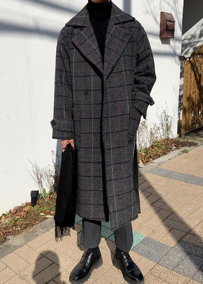 Luvik | Miesten villasta valmistetut talvitakit, joissa on nappitaskuja ja ruutukuosi