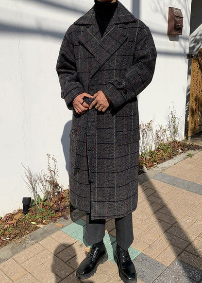 Luvik | Miesten villasta valmistetut talvitakit, joissa on nappitaskuja ja ruutukuosi