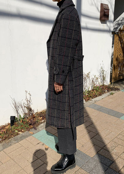 Luvik | Miesten villasta valmistetut talvitakit, joissa on nappitaskuja ja ruutukuosi