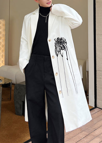 Luvik | Hvit broderi knapp bomull herre trench-coats