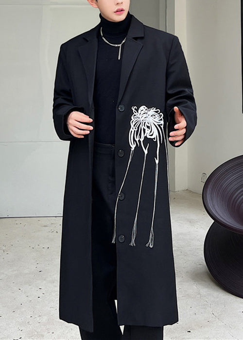 Luvik | Valkoinen brodeeraus nappi puuvilla miesten trench-takit