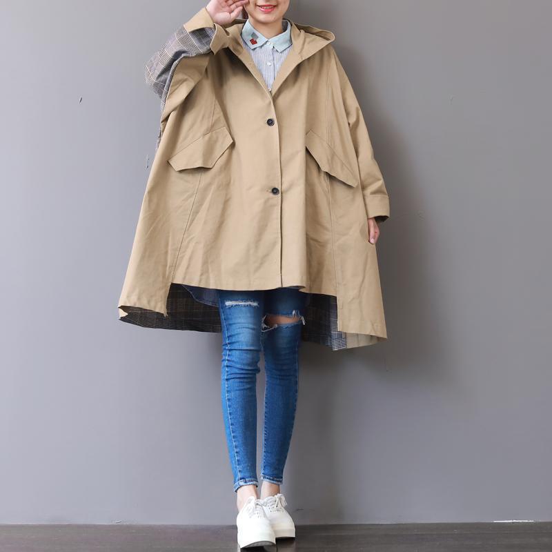Luvik | khaki suuret koot takki design huppu ylösala takki liike patchwork talvi trench-coat