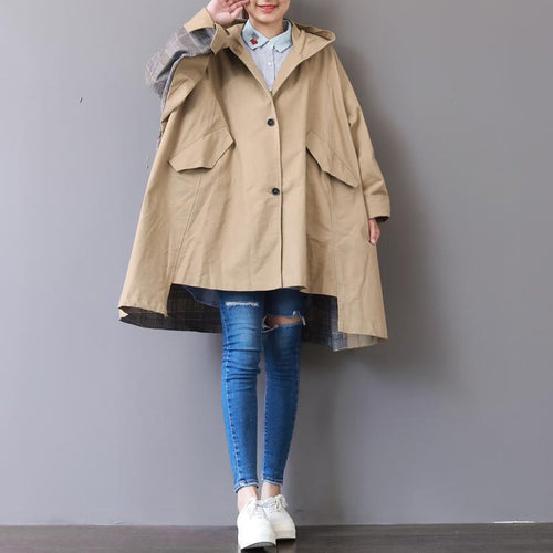 Luvik | khaki store størrelser jakke design hette opp-ned jakke bevegelse patchwork vinter trench-coat