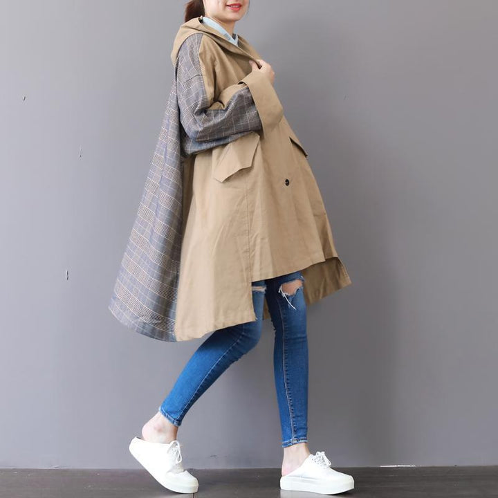Luvik | khaki store størrelser jakke design hette opp-ned jakke bevegelse patchwork vinter trench-coat