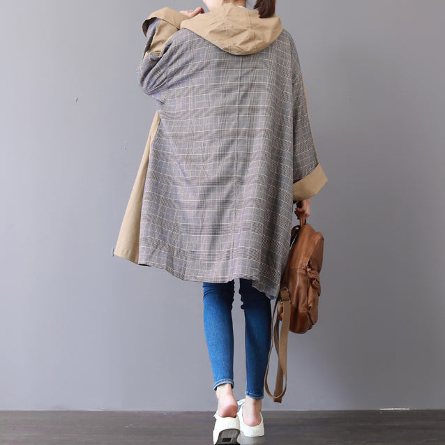 Luvik | khaki suuret koot takki design huppu ylösala takki liike patchwork talvi trench-coat