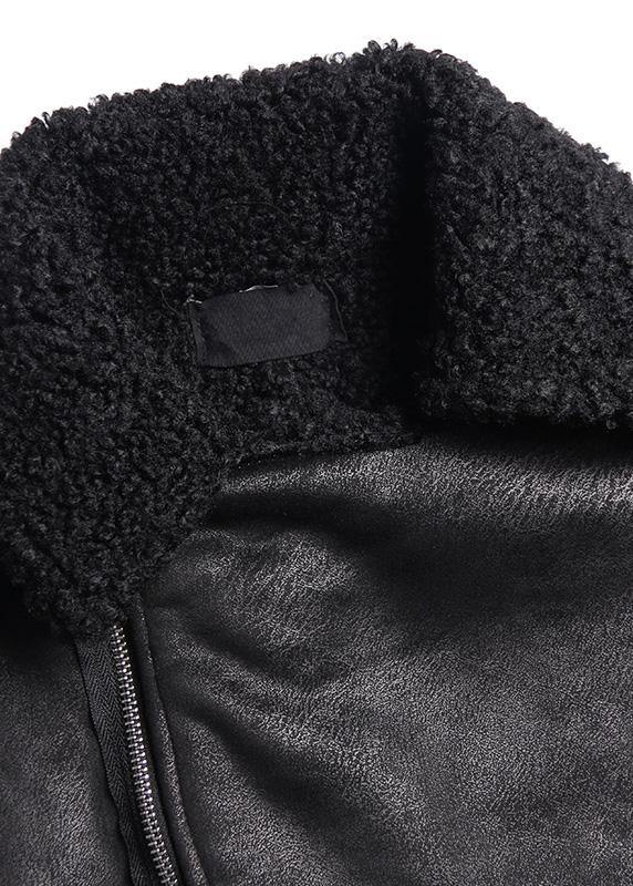 Luvik | oversized lange vinterjakker svarte laget av ull med glidelås