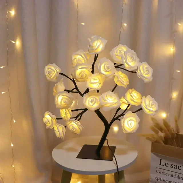 LED Tre Bordlampe – Romantisk Dekorativ Lys, Varmt Lys, Perfekt for Stue og Soverom | Luvikno