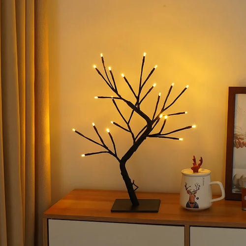 LED Tre Bordlampe – Romantisk Dekorativ Lys, Varmt Lys, Perfekt for Stue og Soverom | Luvikno