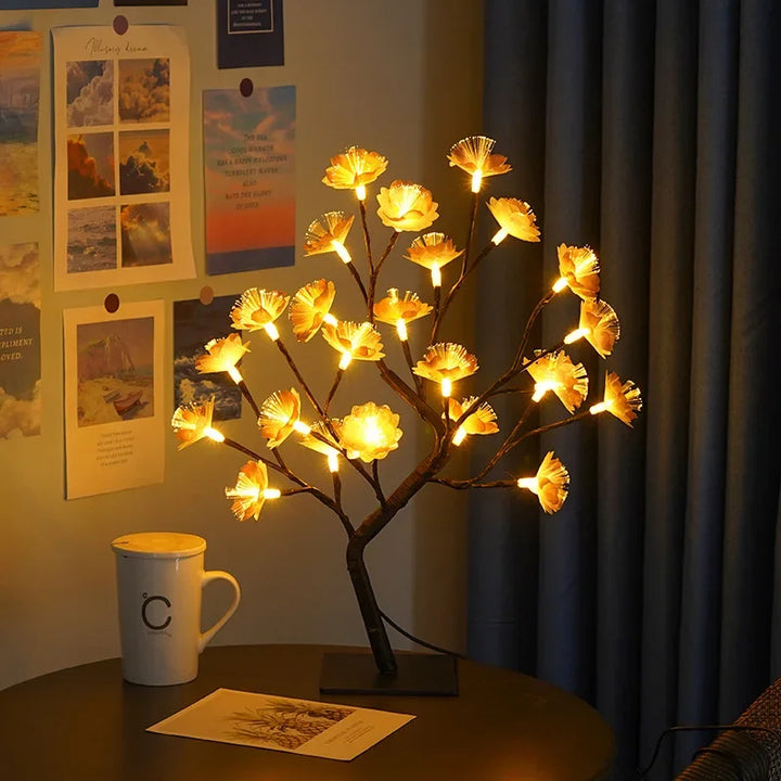 LED Tre Bordlampe – Romantisk Dekorativ Lys, Varmt Lys, Perfekt for Stue og Soverom | Luvikno