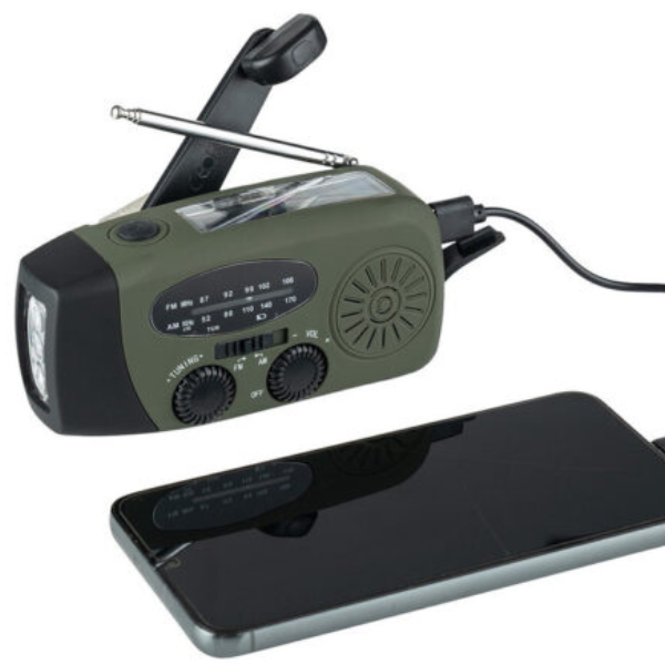 NoodRadio PowerSafe Mini – Kompakt nød radio med lommelykt og powerbank | Luvikno