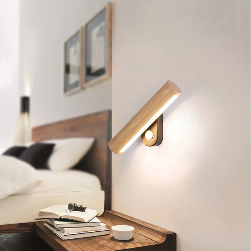 LED Vegglampe laget av tre – Moderne vegglampe for soverom | Luvikno