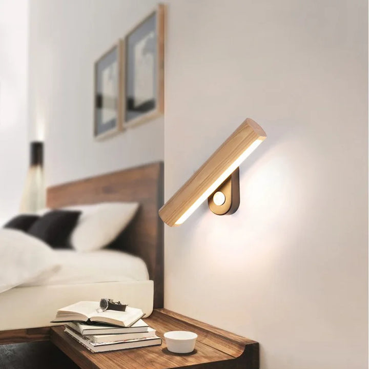 LED Vegglampe laget av tre – Moderne vegglampe for soverom | Luvikno