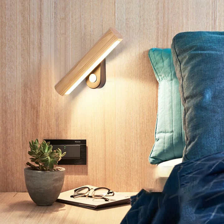 LED Vegglampe laget av tre – Moderne vegglampe for soverom | Luvikno