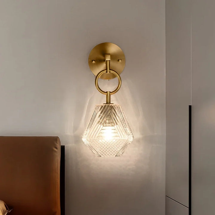 Moderne Glass Vegglampe i Vintage Stil - Vegglampe laget av Messing og Glass | Luvikno