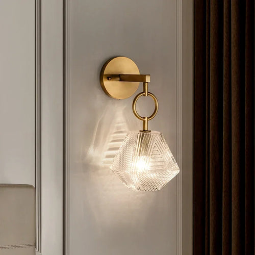 Moderne Glass Vegglampe i Vintage Stil - Vegglampe laget av Messing og Glass | Luvikno