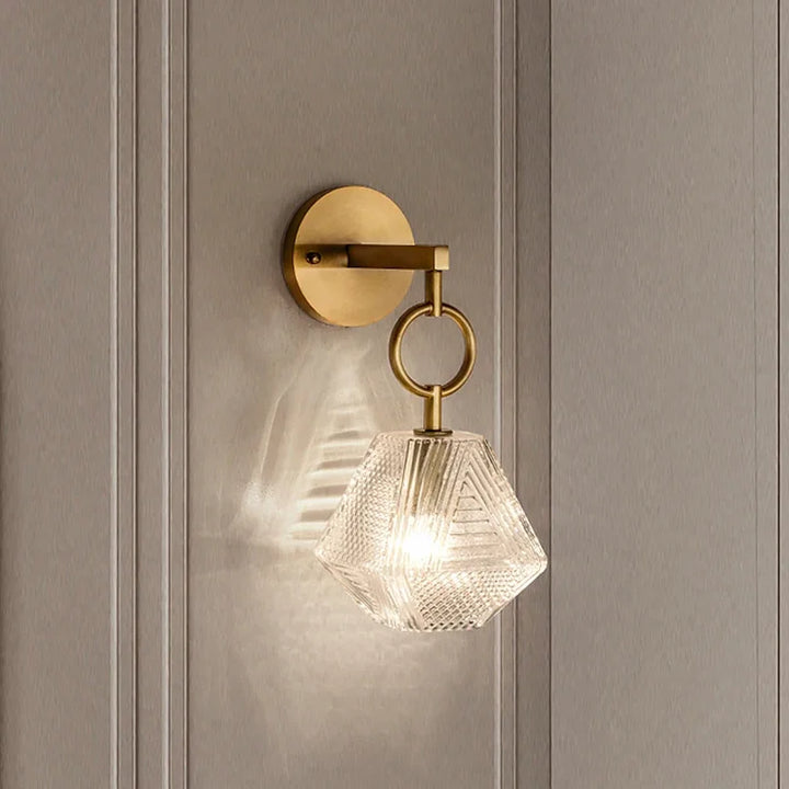 Moderne Glass Vegglampe i Vintage Stil - Vegglampe laget av Messing og Glass | Luvikno