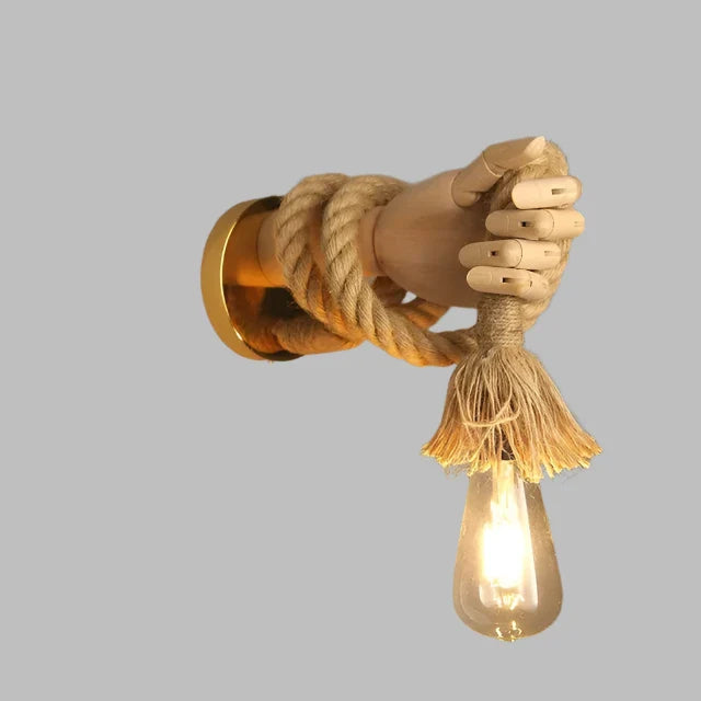 Kreativ vegglampe i tau-design med håndtak – Rustikk LED-lampe for stue og gang | Luvikno