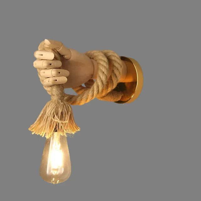 Kreativ vegglampe i tau-design med håndtak – Rustikk LED-lampe for stue og gang | Luvikno