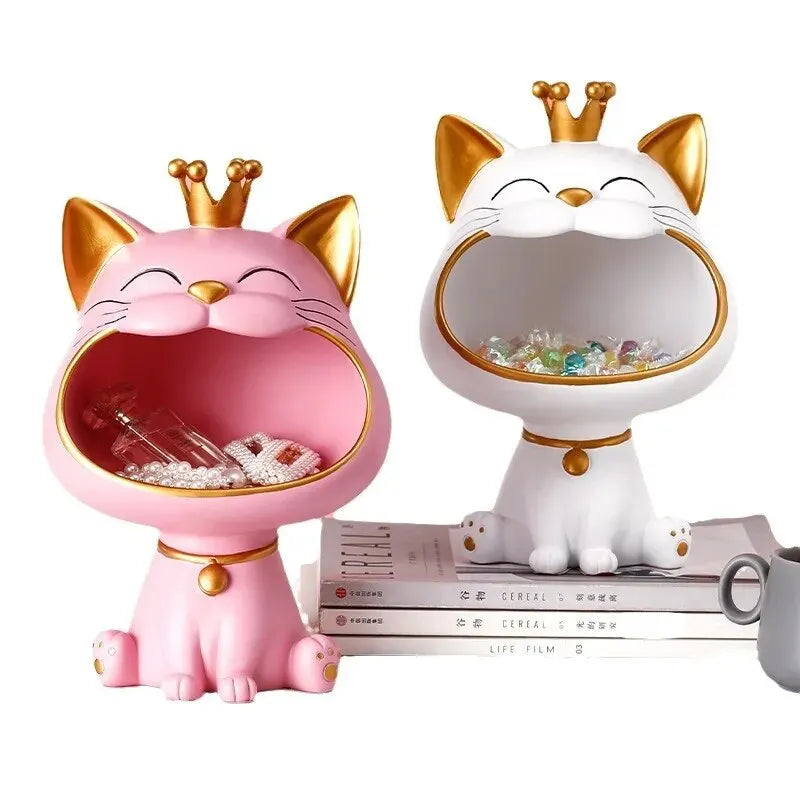 Latterlig Lucky Cat Dekorasjon, Bolle for Godteri og Smykker, Moderne Design | Luvikno