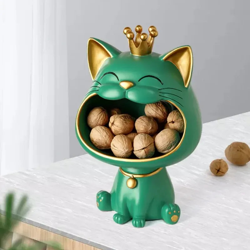 Latterlig Lucky Cat Dekorasjon, Bolle for Godteri og Smykker, Moderne Design | Luvikno