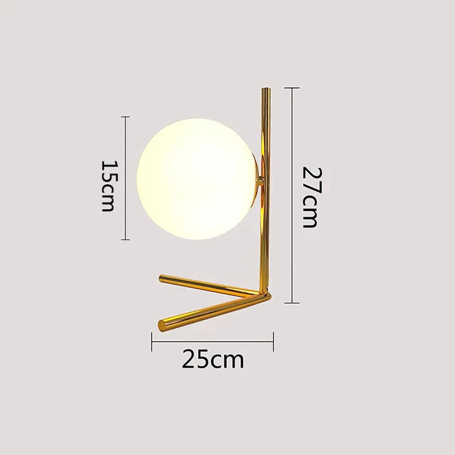Nordic LED bordlampe med glasskule – Minimalistisk design for stue og soverom | Luvikno