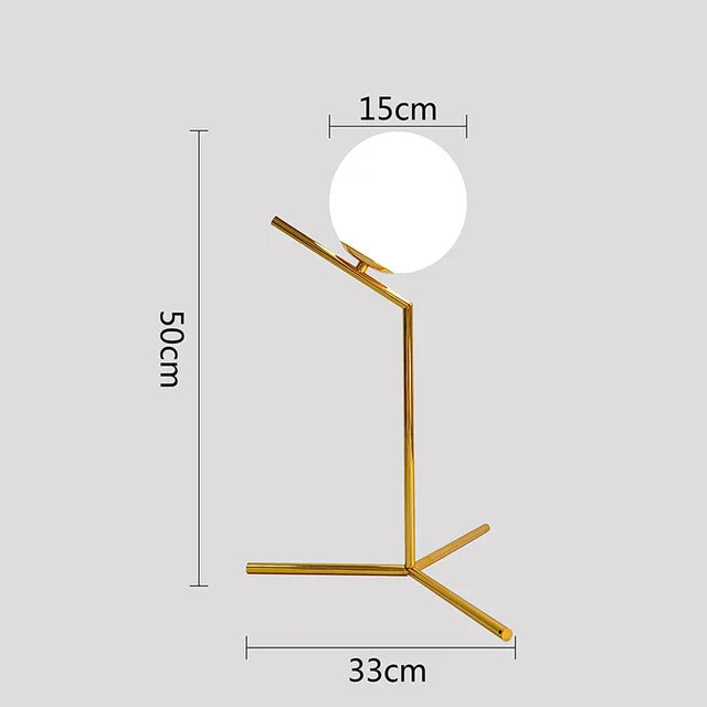 Nordic LED bordlampe med glasskule – Minimalistisk design for stue og soverom | Luvikno