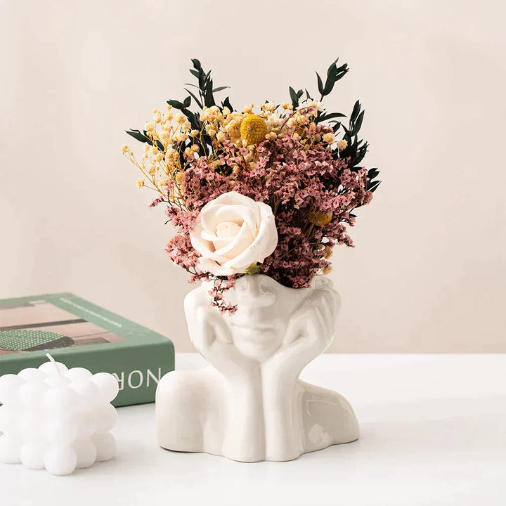 "Unik og Moderne Keramikkvase, Dekorativ Blomsterkruvase for Stue og Kontor" | Luvikno