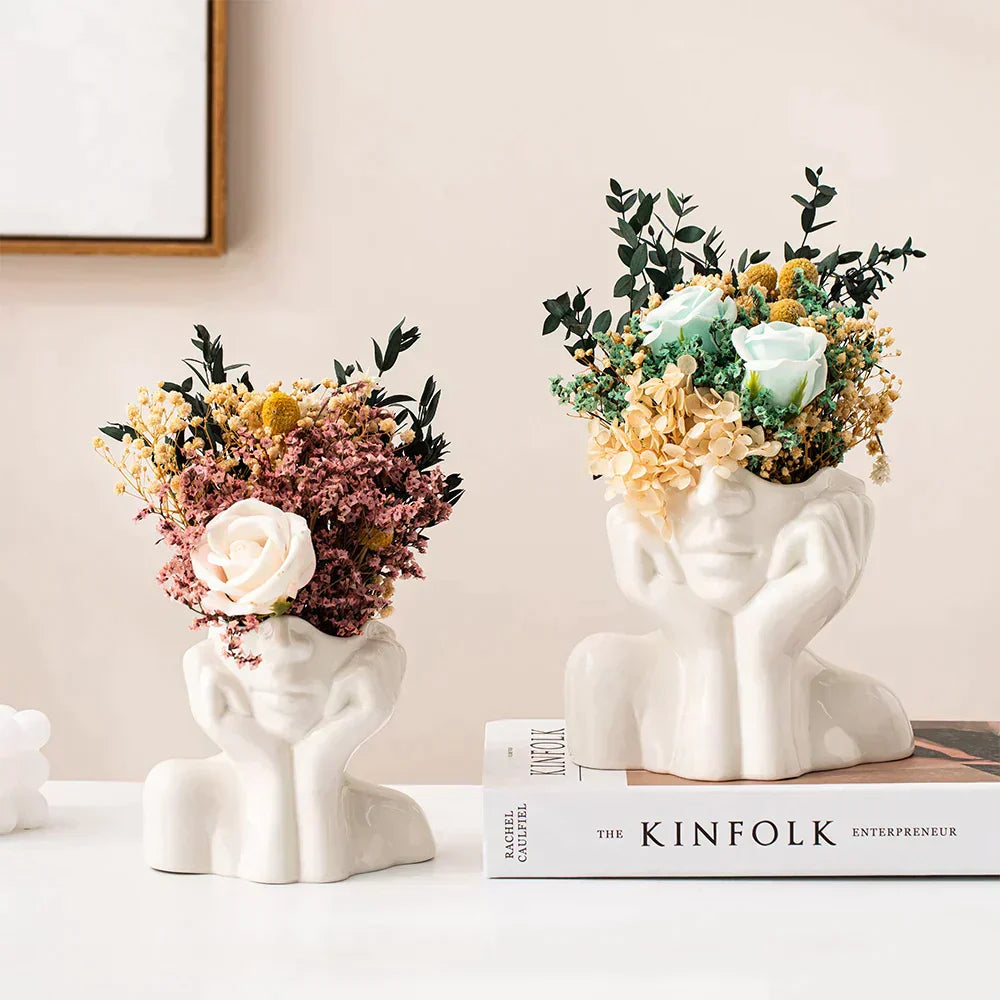 "Unik og Moderne Keramikkvase, Dekorativ Blomsterkruvase for Stue og Kontor" | Luvikno