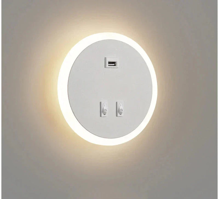 Moderne LED Vegglampe med USB-ladingsfunksjon – Dimbar, Ambient belysning for stue og soverom | Luvikno