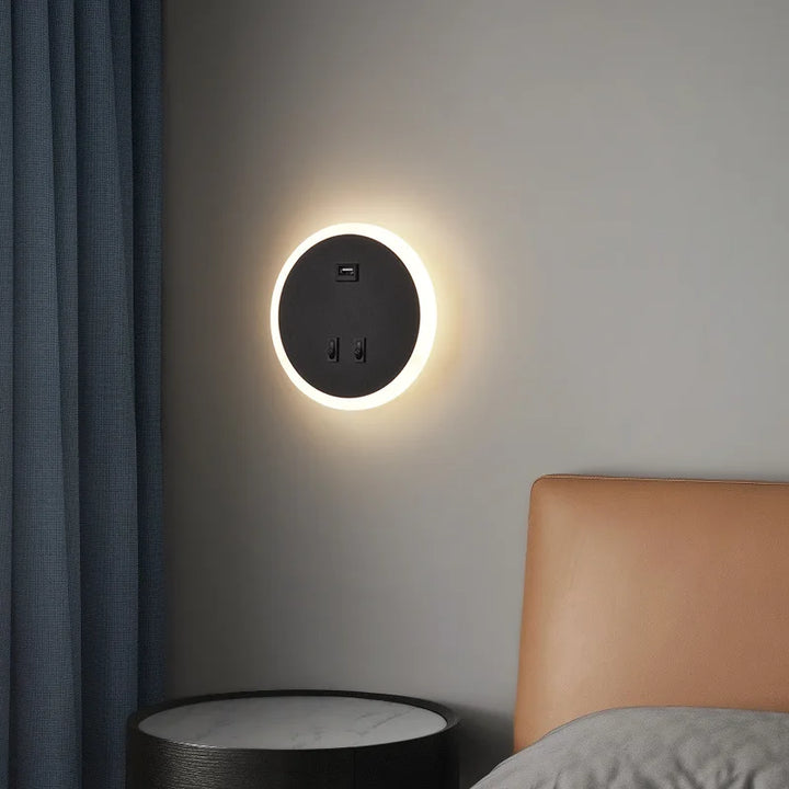 Moderne LED Vegglampe med USB-ladingsfunksjon – Dimbar, Ambient belysning for stue og soverom | Luvikno