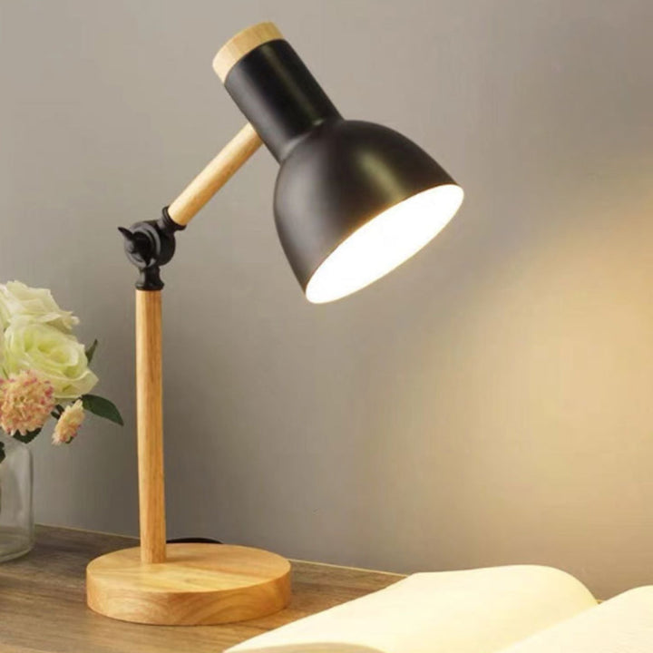 Justerbar Tre- og Jern Skrivebordslampe | Luvikno