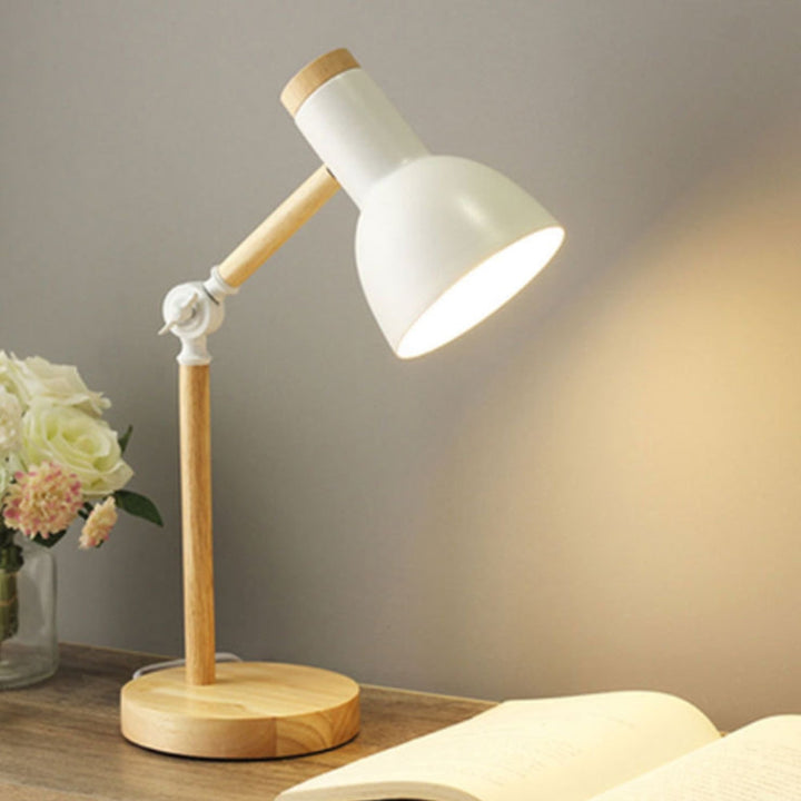 Justerbar Tre- og Jern Skrivebordslampe | Luvikno
